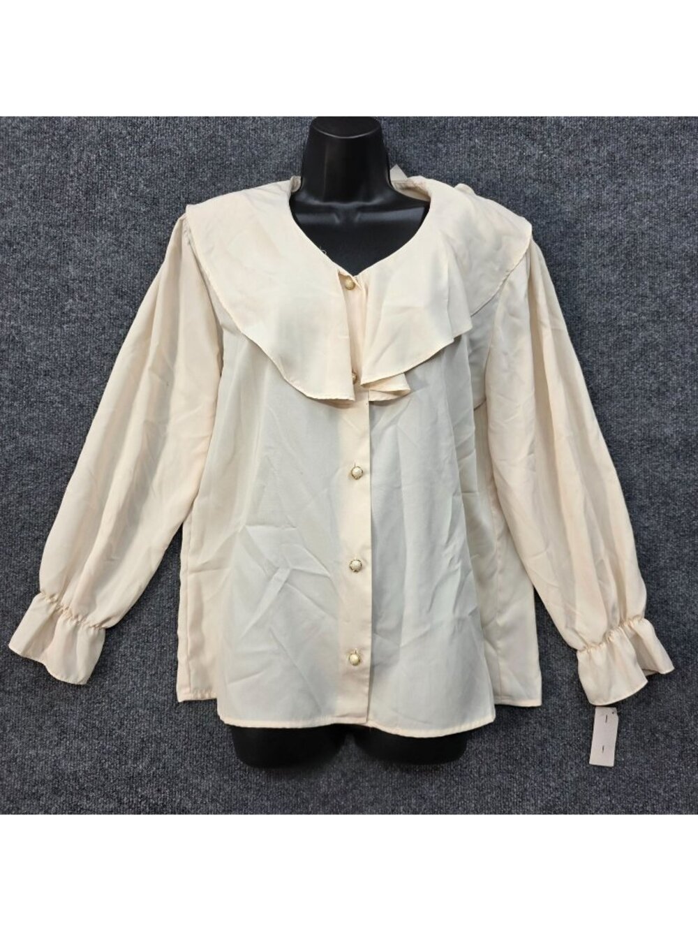 Vintage I.C. Isaacs Ruffle Blouse 8 Pearl Button Romantic Victorian Prairie Poet